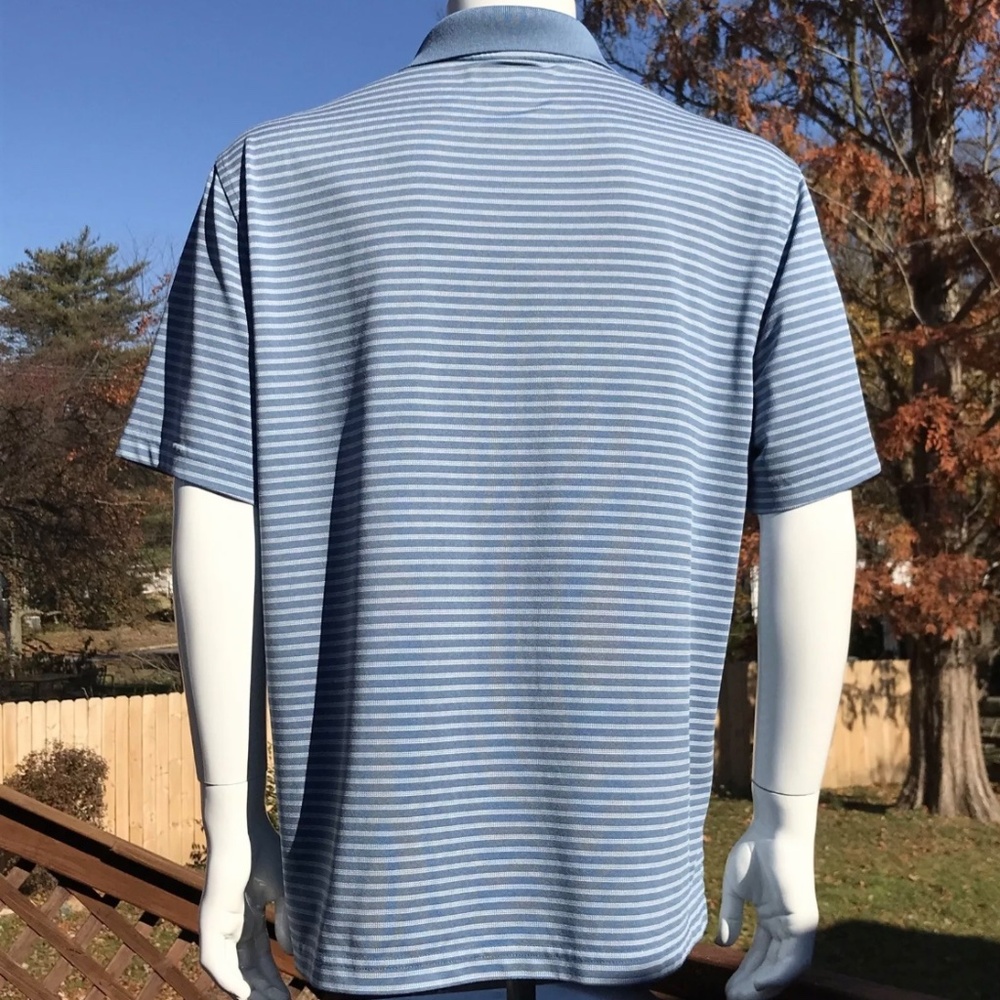 Greg Norman Tasso Elba Five Iron Mens Polo Shirt Golf XL Blue White Stripe - Picture 8 of 13